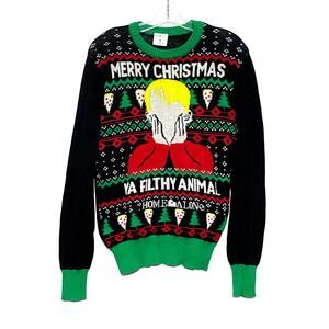 Merry Christmas 'Ya Filthy Animal' Home Alone Men's Sweater - Black/Green/Red